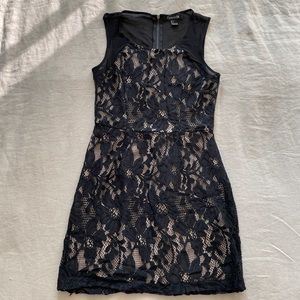 Forever 21 Black/Nude Lace Mini Dress w/ Mesh Back